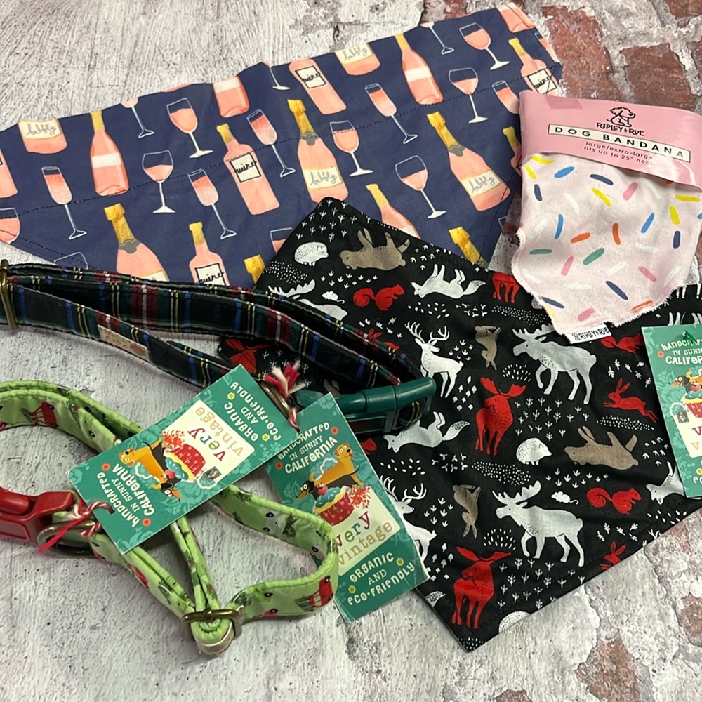 NWT Lot of 5 Large Size Dog Bandanas & Collars